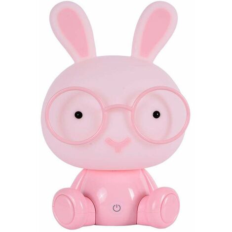 MINKUROW Led Bunny Night Light Tea Light Lámparas Para Niños Protección Ocular Luz De Emergencia Tocar La Decoración Dormitorio Mesita De Noche Iluminación Ambiental,Pink
