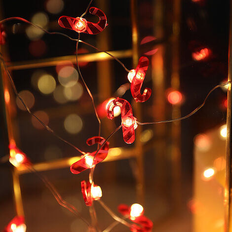 MINKUROW Led Candy Cane String Lights, 2m 20 Led Decorazioni Natalizie, Candy Cane String Light, Per La Casa Natale Giardino Camera E Decorazione (2 Pezzi-Candy Cane)