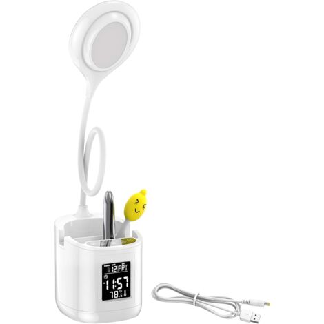 MINKUROW Led Eye Schreibtischlampe, 360° drehbares flexibles Leselicht, dimmbar 3 Farbmodi 30%-100% Helligkeitsstufen, mit Touch-/Alarm-/Temperatur-/Kalendersteuerung