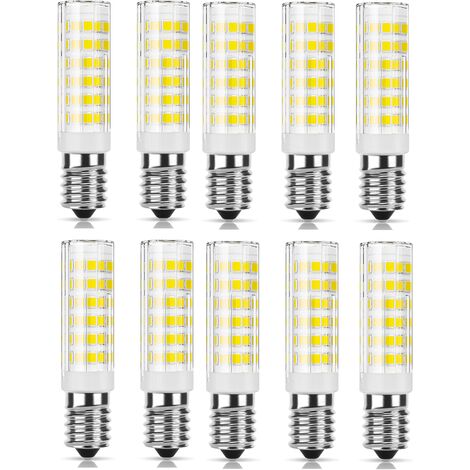 MINKUROW LED-Glühbirne, aber 75 LED-Perlen für jedes E14 9 W, 220-240 V, Kaltweiß 6000 K, nicht dimmbar, für Innenbeleuchtung, Kronleuchter/Schreibtischlampe/Wandleuchte, 10 Stück