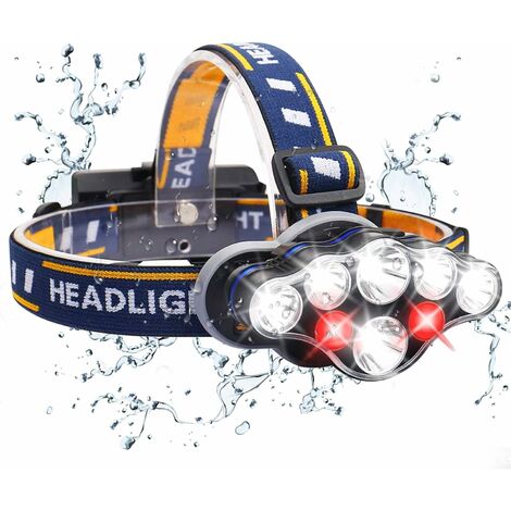 MINKUROW LED-Stirnlampe, wiederaufladbare USB-Stirnlampe mit Bewegungssensor, 6 Lichtmodi, IPx4 wasserdicht, zoombar und wasserdicht zum Angeln, Camping, Lesen, Wandern, Radfahren