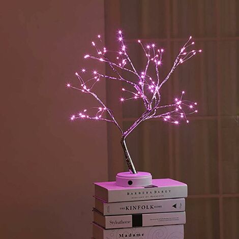 MINKUROW Led Tree Light, Usb Led 3d Lámpara De Mesa Con Adaptador De Corriente Para Casa De Vacaciones Dormitorio Interior Habitación Para Niños, Rosa