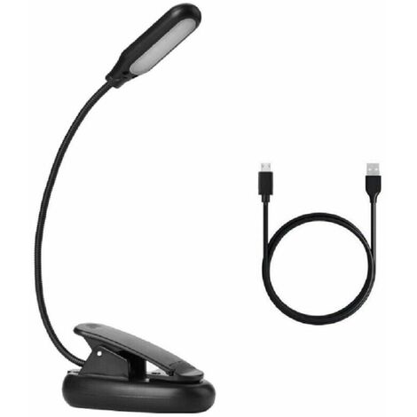 MINKUROW Leselampe Buchlicht mit 5 LEDs, 3 Helligkeitsstufen, USB wiederaufladbar, flexibles LED-Klemmlicht, Leselampe