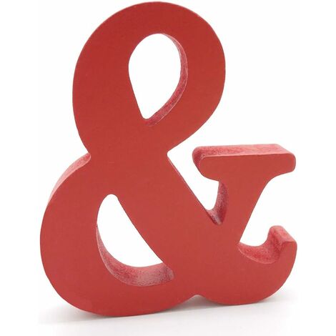 MINKUROW Letras de madera (&) Rojas 1 pieza 10 cm A-Z DIY Alfabeto inglés Adornos artesanales para el hogar Boda Fiesta de cumpleaños Accesorios de decoración
