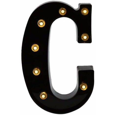 MINKUROW Letras decorativas LED, 26 letras del alfabeto inglés, luz LED creativa, letras de plástico negro para el hogar, fiesta, bar, boda, cumpleaños, día de San Valentín, festival (C)