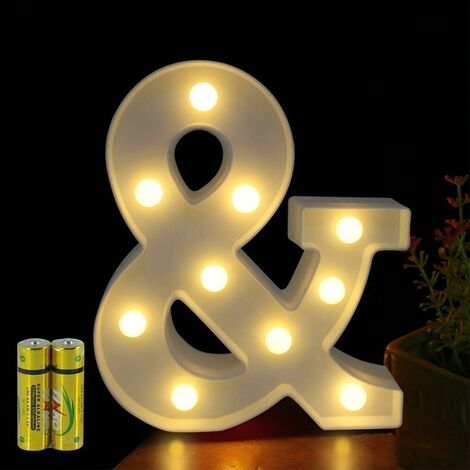 Letrero con luces LED de marquesina, lámpara LED blanca cálida, luz 26  letras del alfabeto para sala de estar, mesa y pared de dormitorio, bar del