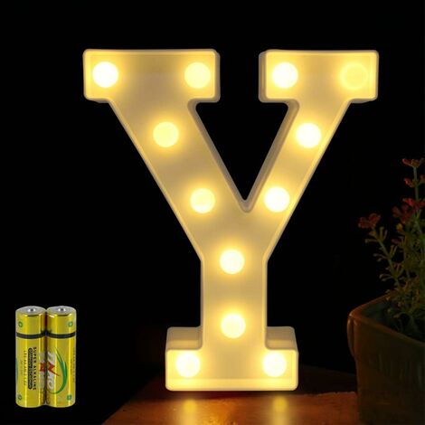 MINKUROW Letter Lights Alfabeto Lampada illuminata LED Letter Lights Lettera Deco Funziona a batteria per la decorazione di feste, matrimoni, bar a casa (Y)
