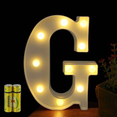 MINKUROW Lettera luminosa Alfabeto illuminato Lampada a LED Lettera luminosa Lettera decorativa Funziona a batteria per la decorazione di feste, matrimoni, bar a casa (G)