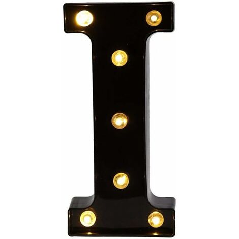MINKUROW Lettere decorative a LED, 26 lettere dell'alfabeto inglese, luce LED creativa, lettere in plastica nera per casa, feste, bar, matrimoni, compleanni, San Valentino, festival (I)