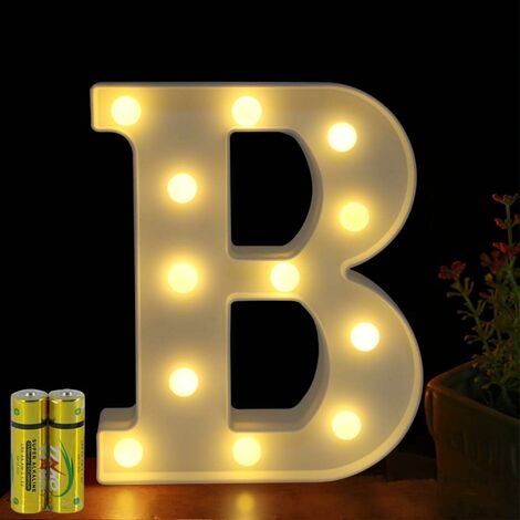 MINKUROW Lettere luminose Alfabeto illuminato Lampada a LED Lettere luminose Lettera Deco Funziona a batteria per feste, matrimoni, bar a casa, decorazione (B)