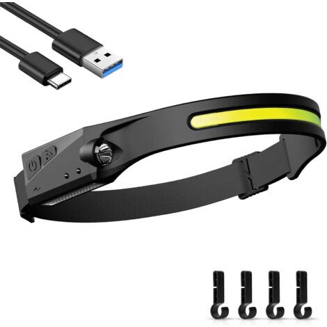 MINKUROW Linterna Frontal Led Recargable Por Usb, Potente Linterna Frontal Led, Linterna Frontal Cob Impermeable Para Acampar Con Modo De Sensor Sensible Para Caminatas, Ciclismo, Caminar, Perros, Pes
