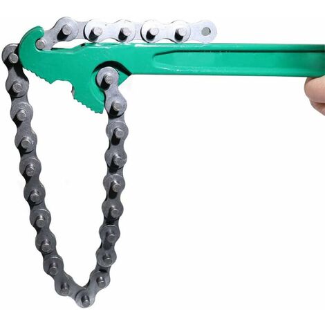 MINKUROW Llave de filtro de aceite de cadena, llave de filtro de aceite de cadena de 15 pulgadas, llave de filtro de aceite ajustable, adecuada para reparación de automóviles, desmontaje mecánico, ins