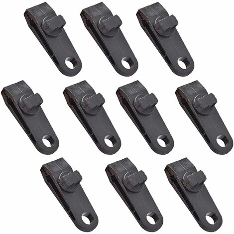 MINKUROW Lot de 10 pinces à bâche pour auvent de camping, caravane, jardin, toile noire