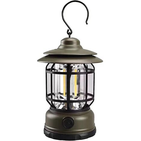 MINKUROW Luce Da Campeggio Ricaricabile Gancio Design Multifunzionale Impermeabile Stile Retrò Batteria A Lunga Durata Ricarica Usb Lanterna Portatile Da Esterno Ad Alta Luminosità