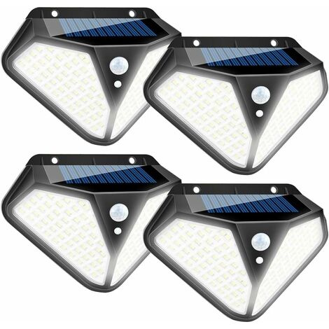 MINKUROW Luce Solare Per Esterni, 102 Led Ad Energia Solare 3 Modalità Opzionali Con Sensore Di Movimento Luci Di Sicurezza Solari Wireless Impermeabili Per Porta, Patio, Recinzione (Confezione Da 4)