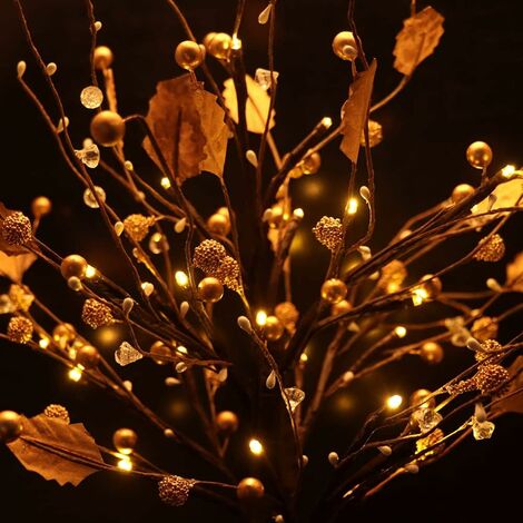 MINKUROW Luces De Árbol, Luces De Árbol De Bonsái De 55 Cm Con 24 Luces Led, Cuentas De Color Blanco Cálido, Funciona Con Pilas, Lámpara De Árbol Para Fiesta En Casa/Cumpleaños/Boda/Decoración Navideñ