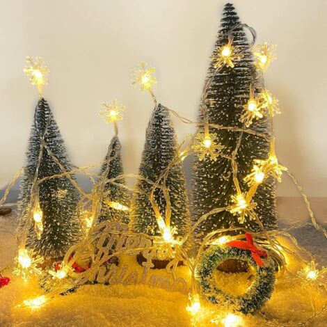 MINKUROW Luces De Hadas De Copo De Nieve, 6m 40 Piezas De Luces De Cadena Led, Luces De Hadas De Led A Batería, 2 Modos De Iluminación, Luces De Hadas Para Interior/Exterior/Festival/Navidad/Jardín/Bo