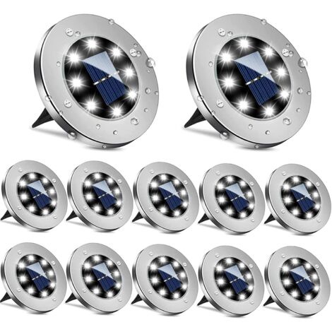 MINKUROW Luces Solares Al Aire Libre, 12 Piezas De Luces Solares Al Aire Libre Empotradas 6000 K Impermeable Ip65 Luz Solar Al Aire Libre, Luces Solares De Jardín Para Paisaje, Pasarela, Césped, Escal