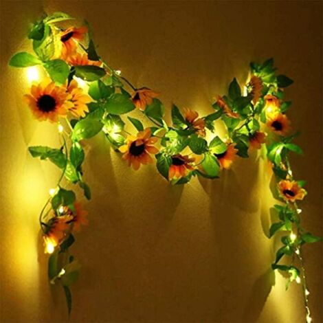 MINKUROW Luci Da Fata Piante Artificiali Rose Led String Light Green Leaf Edera Hanging Garden Yard Lighting 2m 20 Leds (1pcs)