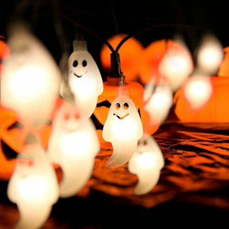 MINKUROW Luci Fatate Fantasma Forma Decorazione Festival 20 Led Ornamento Lampada Fata Halloween Per Casa