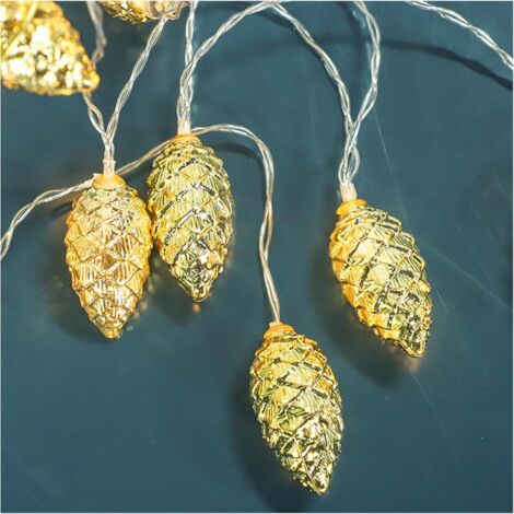 MINKUROW Luci Natalizie A Led Stringa Di Luci A Pigna Posizionamento Dell'albero Di Natale Appeso Luci A Stringa Di Pigna Di Natale Luci Decorative Pigne D'oro Argento Per Uso Interno Ed Esterno