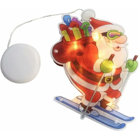 MINKUROW Luci Natalizie,Pendenti Natalizi,Ventosa Natalizia Luci Pendenti A Ventosa A Led,Decorazioni Natalizie Per Interni Ed Esterni,Babbo Natale In Slitta