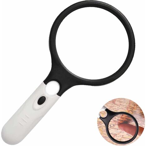 MINKUROW Lupa De Lectura Iluminada 3 Led Lupa Lupa Iluminación Para Personas Con Problemas De Visión 3x 45x Portátil Ligero De Mano Con Luz Para Joyero Lector Artista Ancianos-Cumpleaños Regalo De Nav