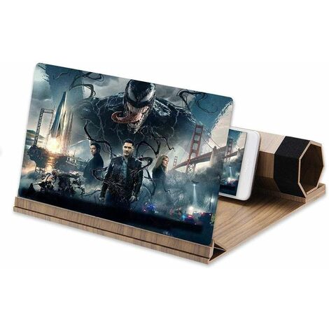 MINKUROW Lupa De Pantalla De 12 Pulgadas, Pantalla Plegable De Madera Maciza, Adecuada Para Ver Videos De Películas En Todos Los Teléfonos Inteligentes (Nogal)