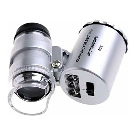 MINKUROW Lupa Mini Microscopio Mini 60x Microscopio De Bolsillo Joyería Lupa Lupa Vidrio Led Luz Uv, Lupa Mini Microscopio