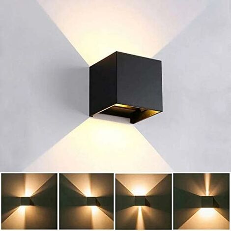 MINKUROW Luz De Pared Individual Para Interior/Exterior, Bcc 12w Led Luz De Pared Para Exterior 3000k Blanco Cálido, Aplique De Pared Impermeable Ip65, Ángulo De Haz Ajustable Para Dormitorio Pasillo 