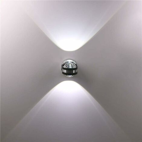 MINKUROW Luz De Pared Led Luces De Arriba Y Abajo Para Interiores Luces De Pared De Bola De Vidrio Con Efecto De Arriba Y Abajo De 6w Para Pasillo Dormitorio Noche Hogar Loft Sala De Estar Blanco Frío