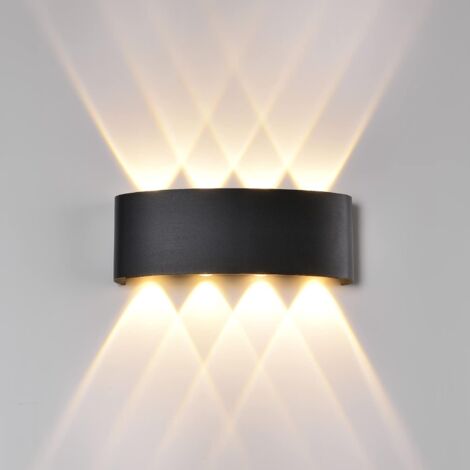 MINKUROW Luz De Pared Para Exteriores 6w Led Luces De Pared Modernas Iluminación De Pared Luces De Pared Negras Para Sala De Estar Luz De Pared Para Exteriores De Aluminio Para Porche Patio Dormitorio