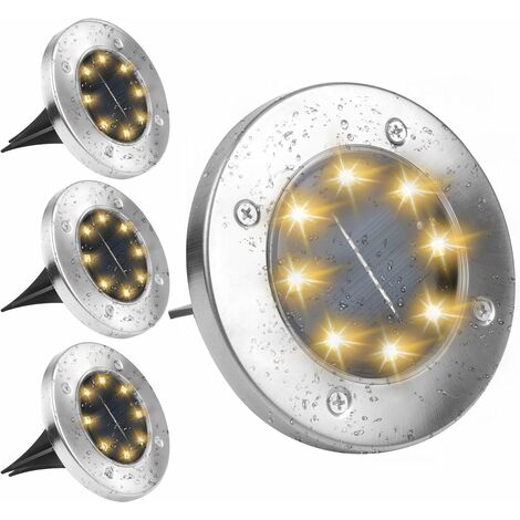 MINKUROW, Luz Solar Para Exteriores, Blanco Cálido, 3500k, Paquete De 4, Impermeable, Ip65, Lámpara Solar, Foco Empotrado Para Camino, Jardín, Terraza, Césped