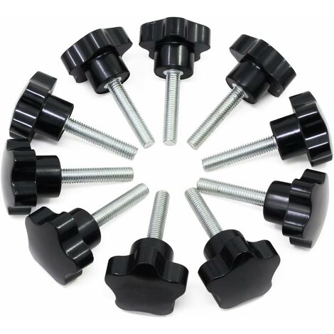 MINKUROW M8x40 Filettatura Femmina Dado Morsetto Maniglia, Manopole A Forma Di Stella Manopola Di Morsetto Maniglia Avvitata In Plastica Nera Per Attrezzatura Meccanica 10 Pezzi