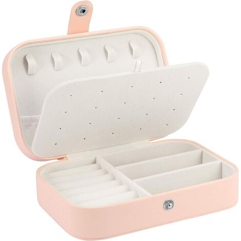 MINKUROW Mädchen-Schmuckkästchen, Schmuck-Aufbewahrungsbox, kleine Schmuckschatulle, kleine Reise-Schmuckschatulle (Rosa)