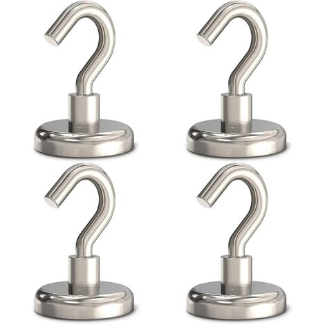 MINKUROW Magnethaken, 32 mm starke Neodym-Magnethaken, Set mit 4 Neodym-Magneten mit Haken für Küche, Tafel, Garage, Kühlschrank, Büro, Schlafzimmer, Schlüsselhalter und Kühlschränke