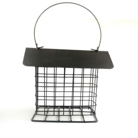 MINKUROW Mangiatoia Per Uccelli - Mangiatoia Appesa 130×100×250mm, Mangiatoia Per Uccelli Selvatici, Staffa Per Mangiatoia Per Uccelli, Gabbia Per Uccelli, Nera, Rimovibile, (230g)