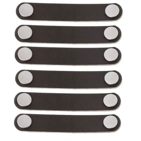 MINKUROW Manija De Gabinete De Cuero De 6 Piezas Manija De Puerta De Cuero De Estilo Moderno De 96 Mm, Manija De Puerta De Cajón De Aleación De Aluminio Y Cuero Genuino (Negro)