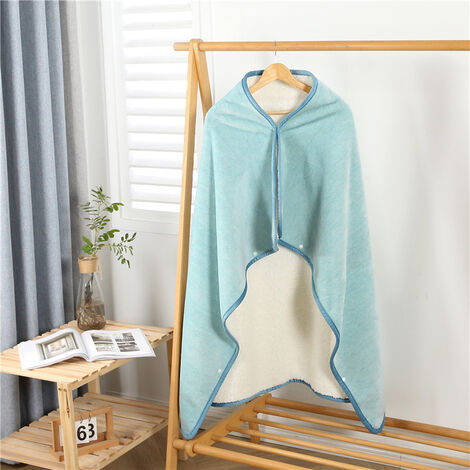 MINKUROW Manta A Cuadros 110 x 145 Cm Manta De Lana De Felpa De Doble Cara Manta De Cama Sofá Coche Sala De Estar Dormitorio Invierno Cálido Manta Multiusos Capa Mantón Con Botón Regalo De Navidad Azu