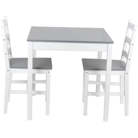 MINKUROW - Mesa y Sillas de Comedor Mesa Cuadrada de Madera con 2 Sillas Muebles de Cocina Comedor (Gris)