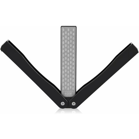 MINKUROW Messerschärfer mit Körnung 400/600, klappbarer doppelseitiger Diamant-Schärfstein für Outdoor-Camping, Garten, Küche (schwarz)