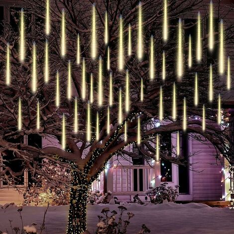 MINKUROW Meteorschauer Fallende Regenlichter, Röhrenweihnachtslichter Led Eiszapfen Regentropfenlichter, Lichterketten im Freien, Weihnachtshochzeitsfeier Baum Urlaub Dekoration Warmweiß