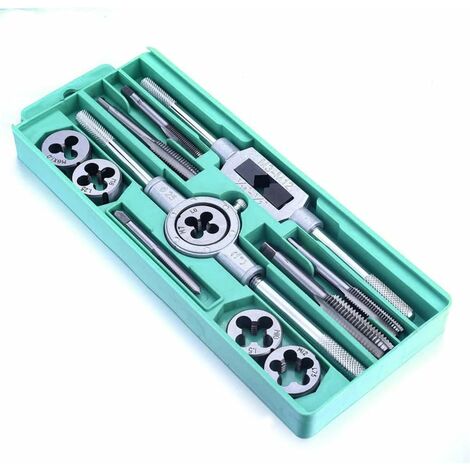 MINKUROW Metrisches Gewindebohrer-Set und Combo-Platten Metall-Gewindewerkzeug mit Etui für Holz Kunststoff 12-tlg