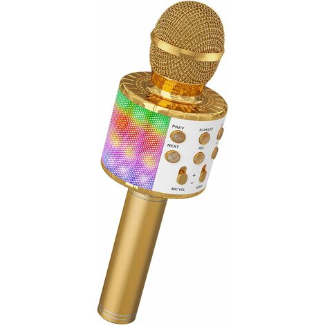 Globalflashdeal Microfono Karaoke per Microfono Senza Fili Bluetooth tenuto in Mano Microfono con Microfono per Registrazione Musicale 
