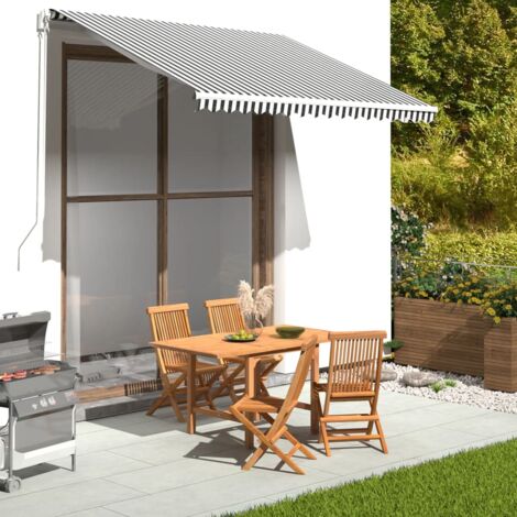 EASYCOMFORT Tenda da Sole a Bracci per Esterno con Manovella, Metallo e  Poliestere, 3x2.5m Blu e Bianco