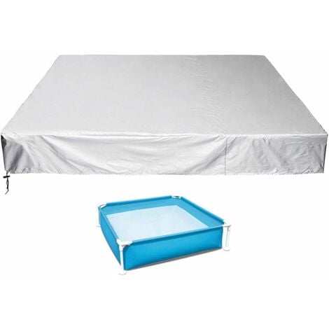 MINKUROW Mini Copertura per Piscina, Copertura per Piscina Quadrata con Coulisse, Coperture per Vasca Idromassaggio all'aperto, Oxford Argento 210D 218 X 218 X 30 Cm