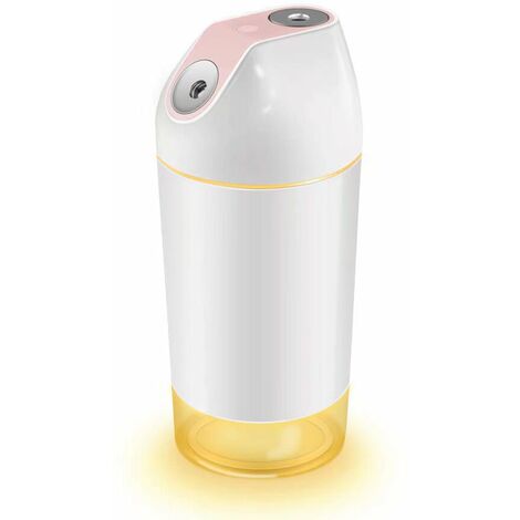 MINKUROW Mini Humidificador Ultrasónico Con Batería De Doble Boquilla Humidificador Usb Personal Portátil Luz Nocturna Led Ultra Silenciosa Para Dormitorio / Oficina / Automóvil - Rosa