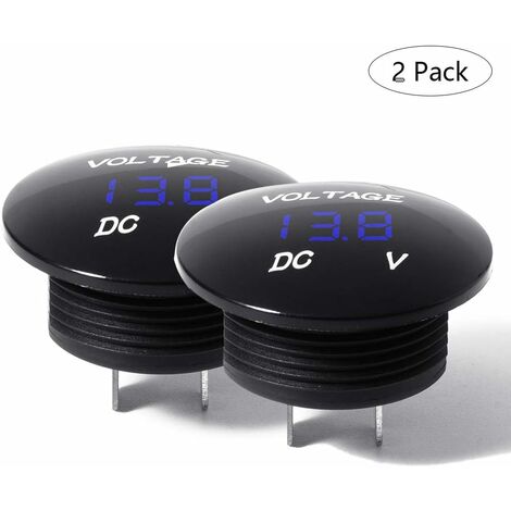 MINKUROW Mini Led Voltímetro Digital Probador De Batería 12 Voltios / 24 Voltios Voltímetro A Prueba De Agua Para Automóvil Motocicleta Barco 2 Piezas Azul