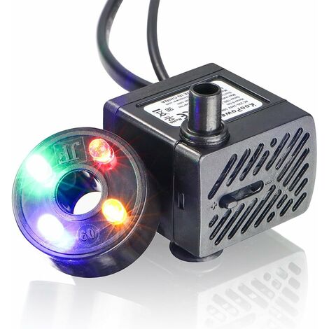 MINKUROW Mini Wasserpumpe mit LED 150l/h 2W kleines Aquarium, Garten, Springbrunnen, Gartenteich, Springbrunnen, Aquariumpumpe.