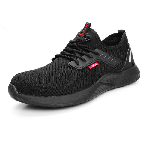 MINKUROW Sicherheitsschuhe, leichte Sicherheitssneaker, Arbeitsschuhe, Bauschuh, Stahlkappe, atmungsaktiv, rutschfest, Herren Damen, Unisex, Größe 45, Eu